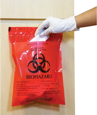 Chất thải y sinh túi đỏ LDPE với băng dính kép