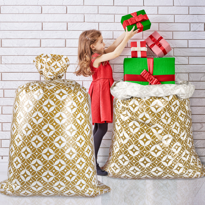 Mẫu vàng tùy chỉnh Túi đựng quà bằng nhựa Jumbo 56 inch cho Chirstmas