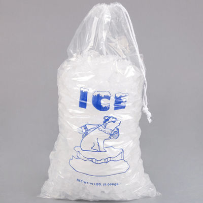 Túi nhựa khối băng bền 20lb LDPE Bịt kín bằng dây rút
