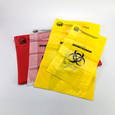 Túi hấp tiệt trùng dùng một lần HDPE Biohazard, Túi xử lý chất thải y tế màu vàng