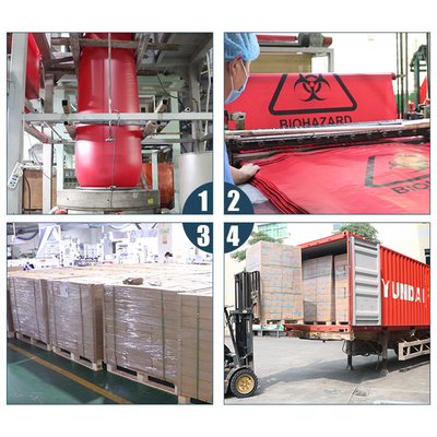 Túi chất thải nguy hiểm sinh học bị cô lập màu đỏ Mật độ cao 17 Microns 40-45 Gallon